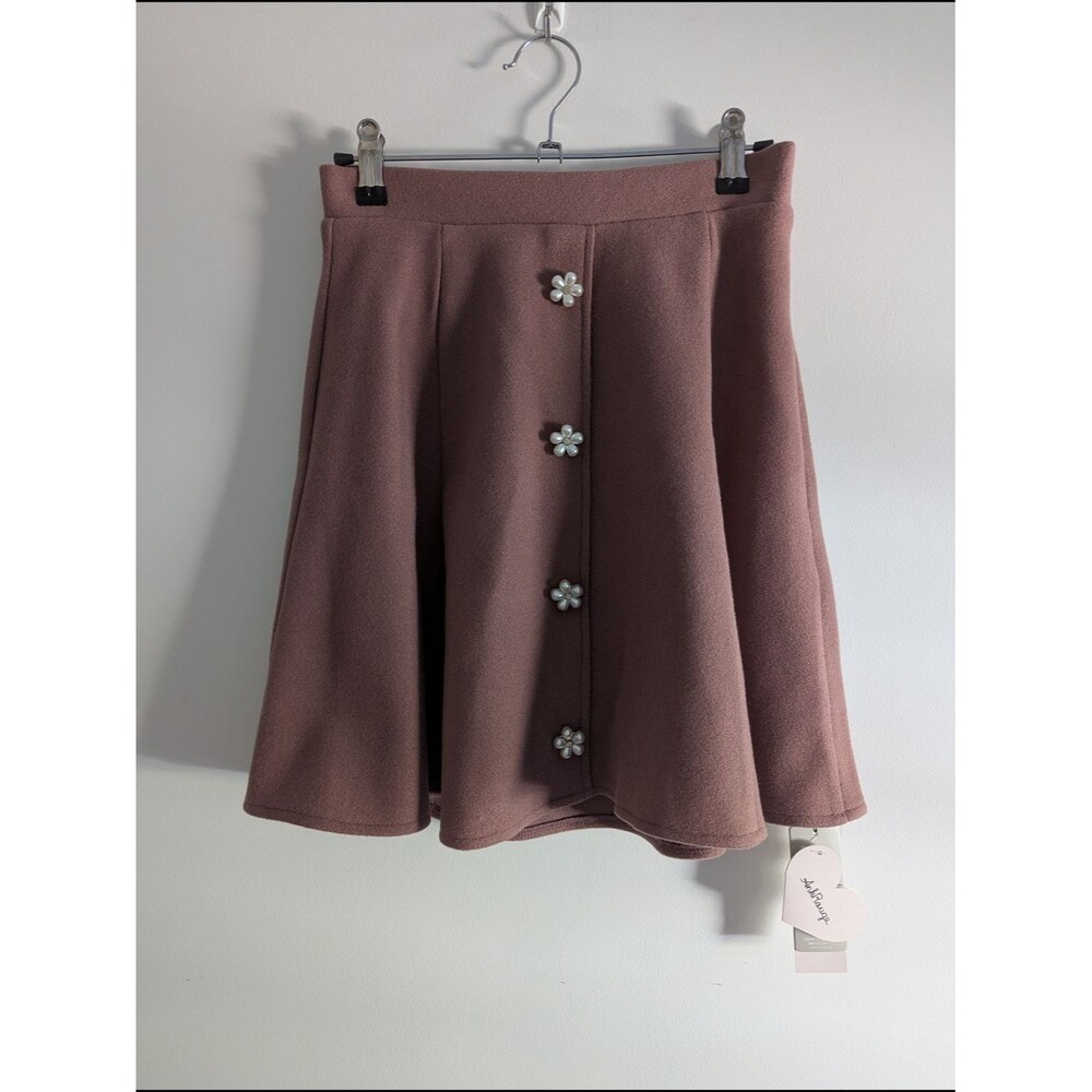 NWT Ank Rouge Flower Pearl-Button A-Line Skirt in Mauve